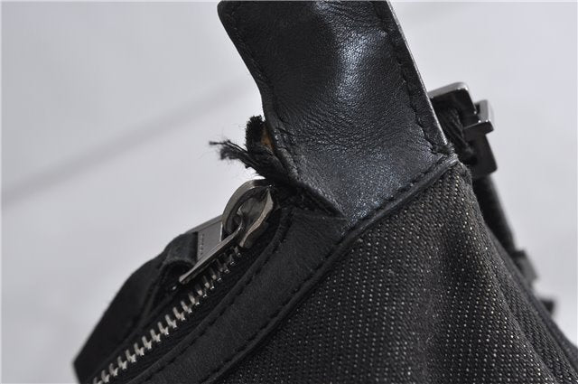 Authentic GUCCI Shoulder Cross Body Bag Canvas Leather 90762 Black 6643C