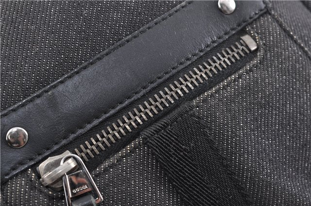 Authentic GUCCI Shoulder Cross Body Bag Canvas Leather 90762 Black 6643C