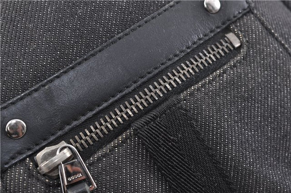 Authentic GUCCI Shoulder Cross Body Bag Canvas Leather 90762 Black 6643C