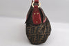 Authentic FENDI Zucca Chef Bag Shoulder Tote Bag Canvas Leather Brown Red 6643I