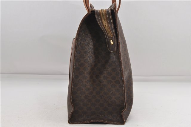 Authentic CELINE Macadam Blason Shoulder Tote Bag PVC Leather Brown 6644D