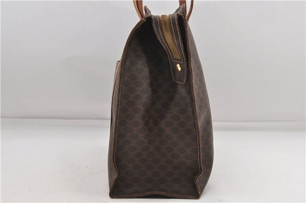 Authentic CELINE Macadam Blason Shoulder Tote Bag PVC Leather Brown 6644D