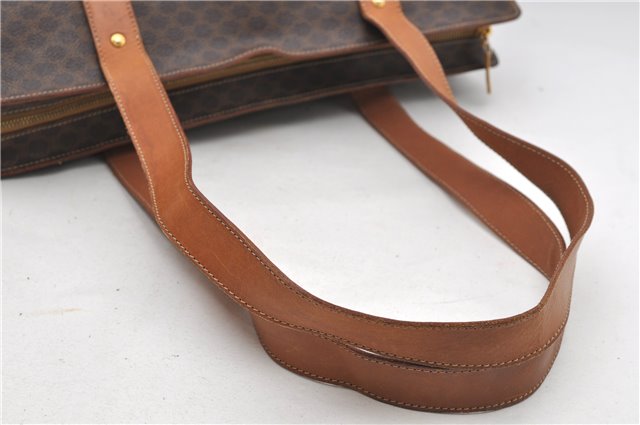 Authentic CELINE Macadam Blason Shoulder Tote Bag PVC Leather Brown 6644D