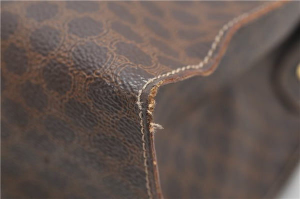 Authentic CELINE Macadam Blason Shoulder Tote Bag PVC Leather Brown 6644D