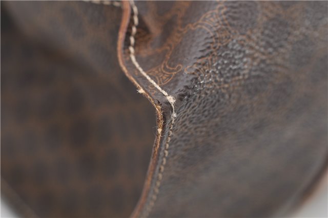 Authentic CELINE Macadam Blason Shoulder Tote Bag PVC Leather Brown 6644D