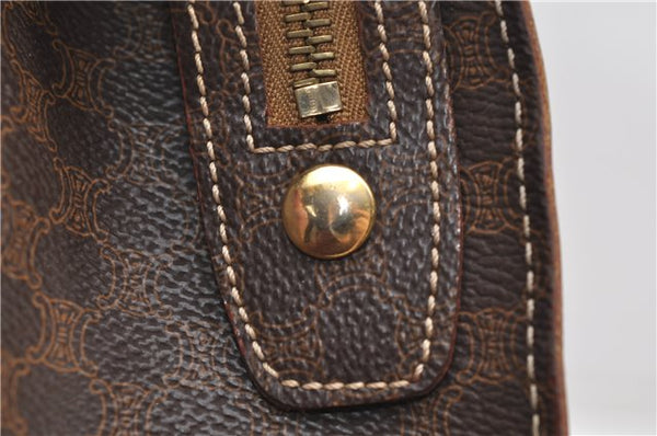 Authentic CELINE Macadam Blason Shoulder Tote Bag PVC Leather Brown 6644D