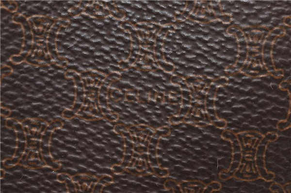 Authentic CELINE Macadam Blason Shoulder Tote Bag PVC Leather Brown 6644D