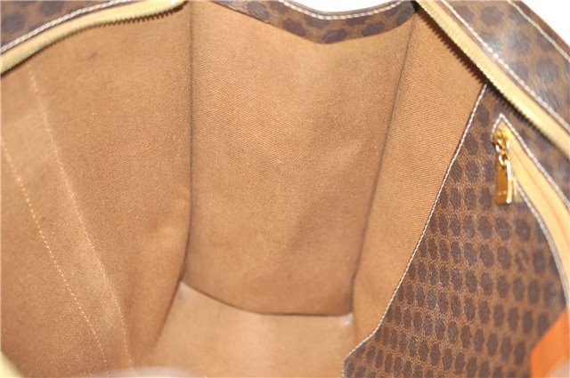 Authentic CELINE Macadam Blason Shoulder Tote Bag PVC Leather Brown 6644D