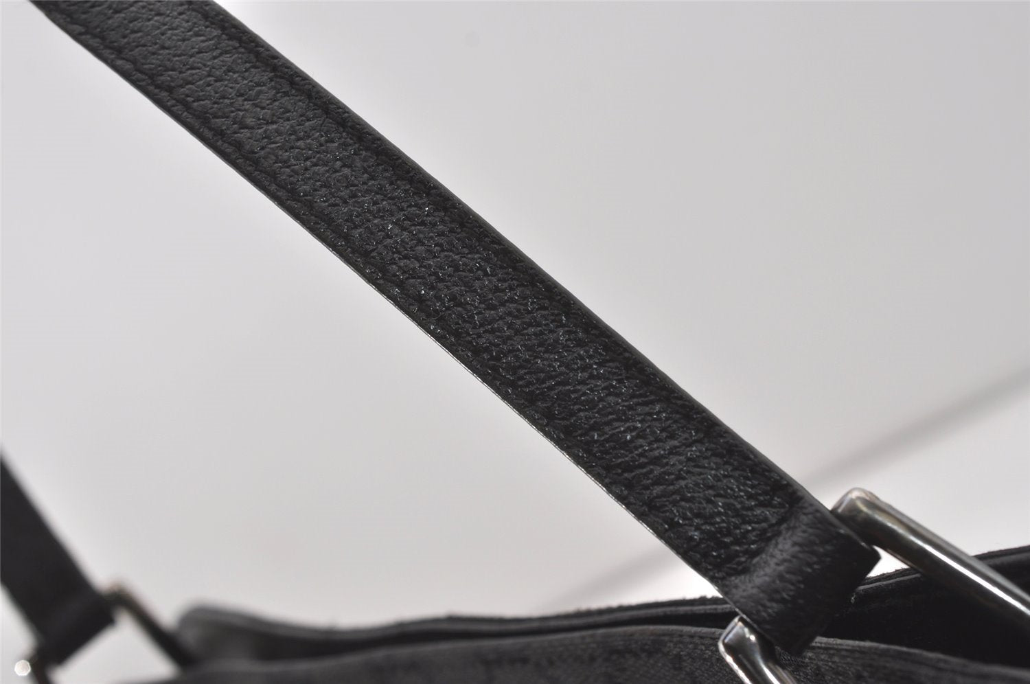 Authentic GUCCI Eclipse Shoulder Tote Bag GG Canvas Leather 121023 Black 6644I