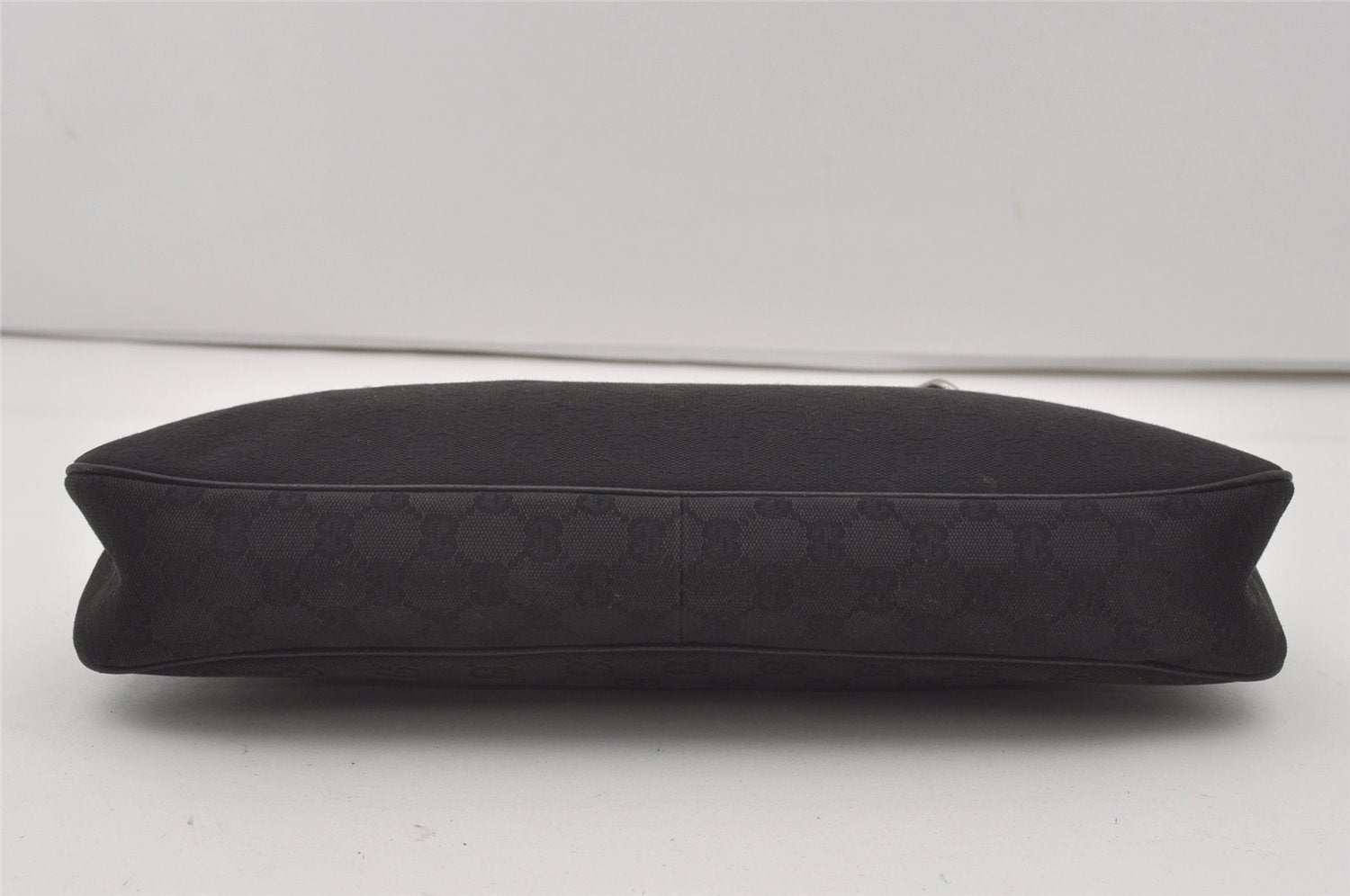 Authentic GUCCI Eclipse Shoulder Tote Bag GG Canvas Leather 121023 Black 6644I