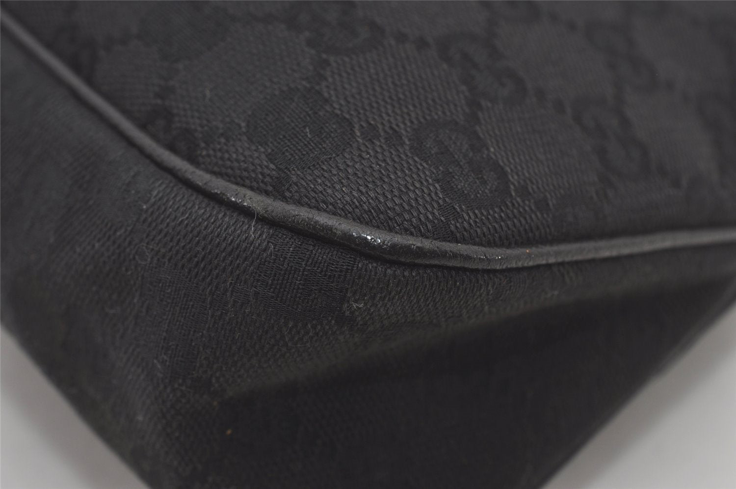 Authentic GUCCI Eclipse Shoulder Tote Bag GG Canvas Leather 121023 Black 6644I