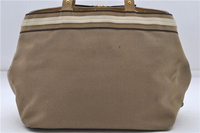 Authentic PRADA Jacquard Canvas Leather Logo Shoulder Hand Bag Brown 6646D