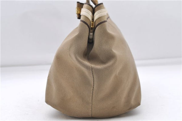 Authentic PRADA Jacquard Canvas Leather Logo Shoulder Hand Bag Brown 6646D