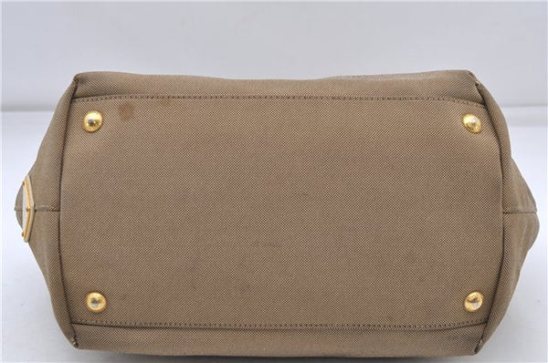 Authentic PRADA Jacquard Canvas Leather Logo Shoulder Hand Bag Brown 6646D