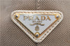 Authentic PRADA Jacquard Canvas Leather Logo Shoulder Hand Bag Brown 6646D