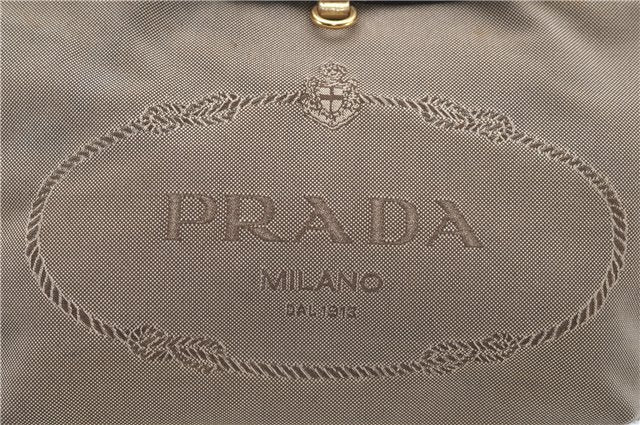Authentic PRADA Jacquard Canvas Leather Logo Shoulder Hand Bag Brown 6646D