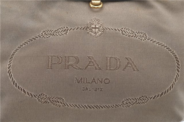 Authentic PRADA Jacquard Canvas Leather Logo Shoulder Hand Bag Brown 6646D