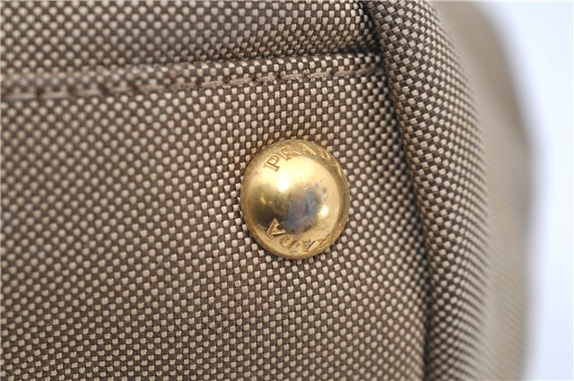Authentic PRADA Jacquard Canvas Leather Logo Shoulder Hand Bag Brown 6646D