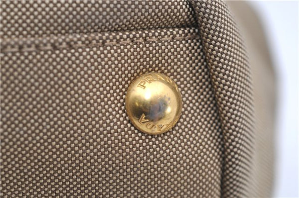 Authentic PRADA Jacquard Canvas Leather Logo Shoulder Hand Bag Brown 6646D