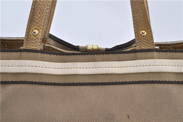 Authentic PRADA Jacquard Canvas Leather Logo Shoulder Hand Bag Brown 6646D