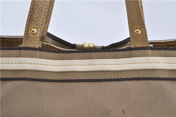Authentic PRADA Jacquard Canvas Leather Logo Shoulder Hand Bag Brown 6646D