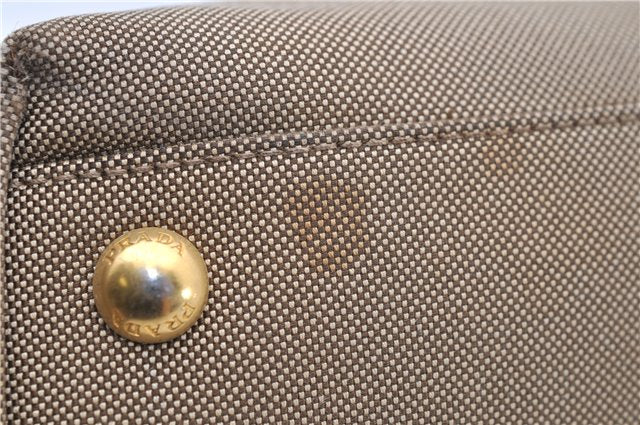 Authentic PRADA Jacquard Canvas Leather Logo Shoulder Hand Bag Brown 6646D