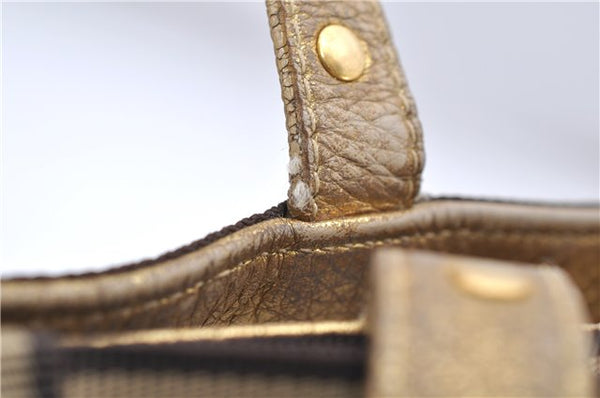Authentic PRADA Jacquard Canvas Leather Logo Shoulder Hand Bag Brown 6646D