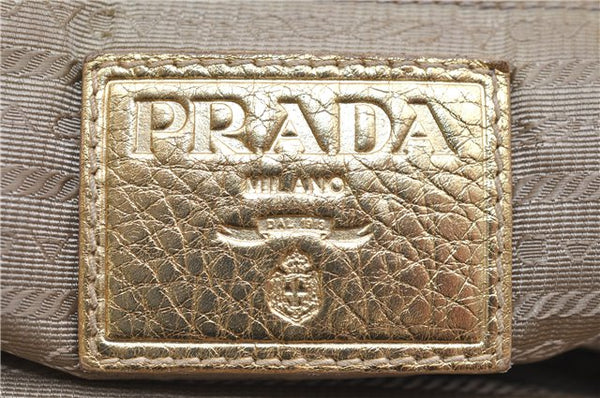 Authentic PRADA Jacquard Canvas Leather Logo Shoulder Hand Bag Brown 6646D