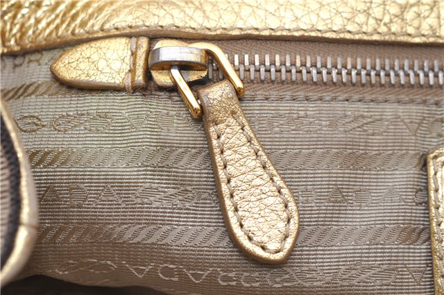 Authentic PRADA Jacquard Canvas Leather Logo Shoulder Hand Bag Brown 6646D