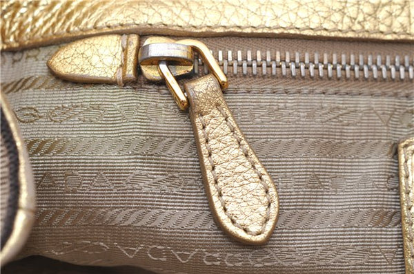 Authentic PRADA Jacquard Canvas Leather Logo Shoulder Hand Bag Brown 6646D