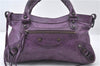 Authentic BALENCIAGA Classic The First 2Way Hand Bag Leather 103208 Purple 6649E