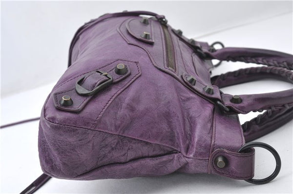 Authentic BALENCIAGA Classic The First 2Way Hand Bag Leather 103208 Purple 6649E