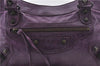 Authentic BALENCIAGA Classic The First 2Way Hand Bag Leather 103208 Purple 6649E