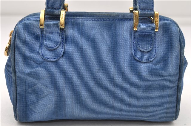 Authentic FENDI 2Way Hand Shoulder Bag Pouch Purse Nylon Leather Blue 6650D