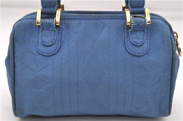 Authentic FENDI 2Way Hand Shoulder Bag Pouch Purse Nylon Leather Blue 6650D