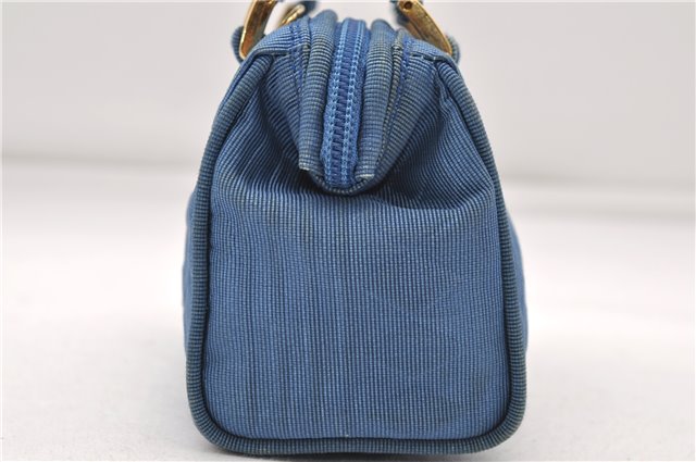 Authentic FENDI 2Way Hand Shoulder Bag Pouch Purse Nylon Leather Blue 6650D