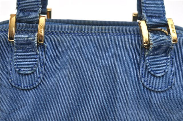 Authentic FENDI 2Way Hand Shoulder Bag Pouch Purse Nylon Leather Blue 6650D