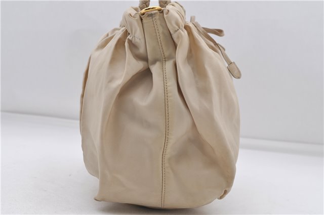 Authentic PRADA Nylon Leather 2Way Shoulder Hand Bag Purse Beige 6653D