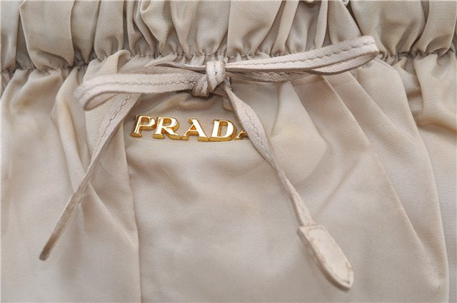 Authentic PRADA Nylon Leather 2Way Shoulder Hand Bag Purse Beige 6653D