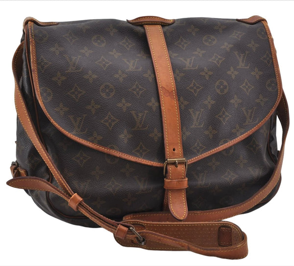 Authentic Louis Vuitton Monogram Saumur 35 Shoulder Cross Bag M42254 LV 6654E