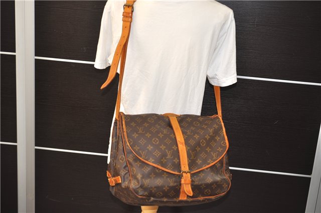 Authentic Louis Vuitton Monogram Saumur 35 Shoulder Cross Bag M42254 LV 6654E