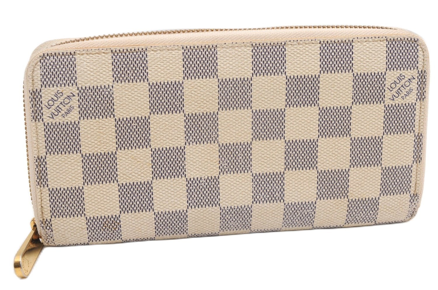 Authentic Louis Vuitton Damier Azur Zippy Wallet Long Purse N60019 LV 6656F