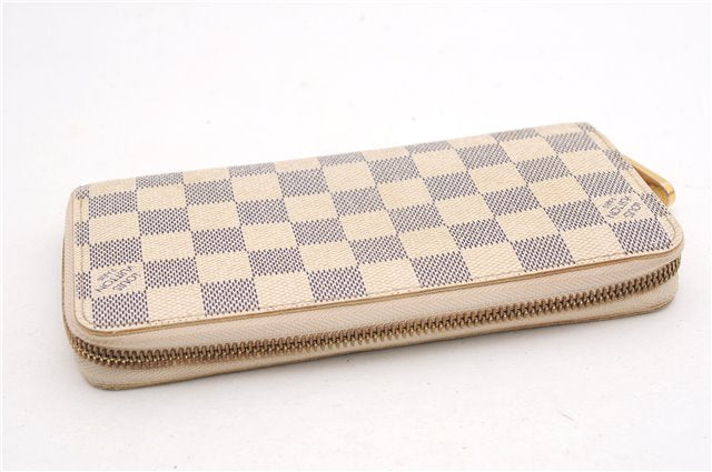 Authentic Louis Vuitton Damier Azur Zippy Wallet Long Purse N60019 LV 6656F