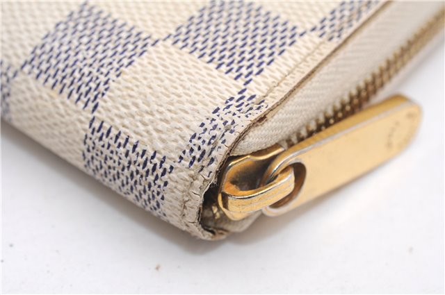 Authentic Louis Vuitton Damier Azur Zippy Wallet Long Purse N60019 LV 6656F