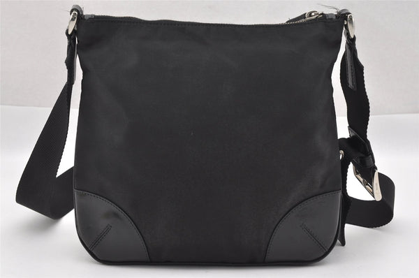 Authentic PRADA Nylon Tessuto Leather Shoulder Cross Body Bag Purse Black 6660I