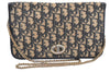 Authentic Christian Dior Trotter Chain Hand Bag Purse Canvas Leather Blue 6661I