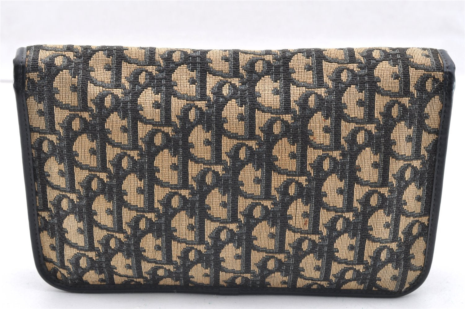 Authentic Christian Dior Trotter Chain Hand Bag Purse Canvas Leather Blue 6661I