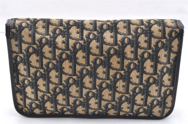 Authentic Christian Dior Trotter Chain Hand Bag Purse Canvas Leather Blue 6661I