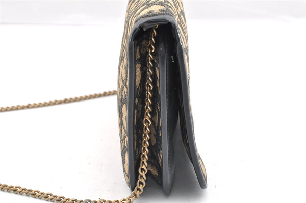 Authentic Christian Dior Trotter Chain Hand Bag Purse Canvas Leather Blue 6661I