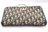 Authentic Christian Dior Trotter Chain Hand Bag Purse Canvas Leather Blue 6661I